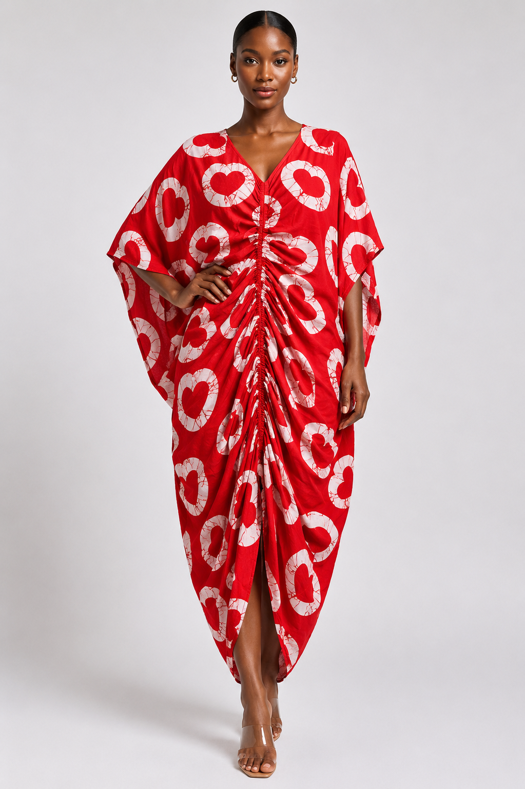 Ankara Ruched Midi Dress with Inner Belt | Agbeke Style