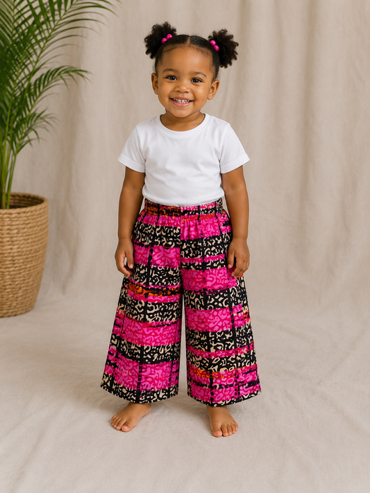 Kids Ankara Wide Leg Pants | African Print Trousers | Agbeke Style