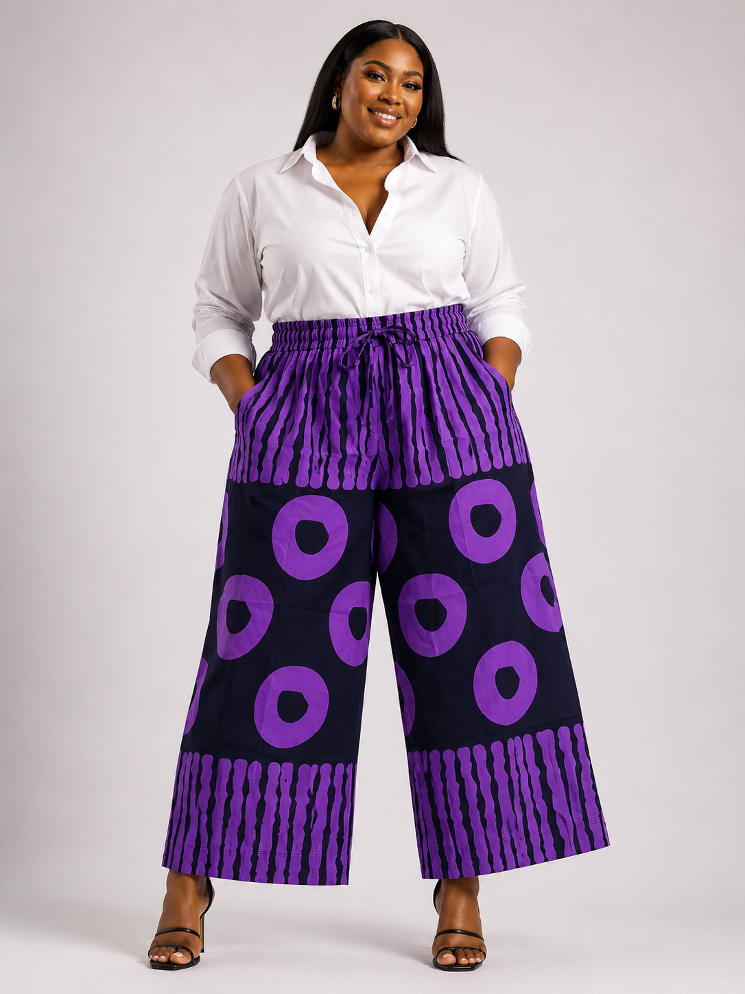 *Ankara Print Wide-Leg Pants For Plus Size | African Print Trousers | Agbeke Style