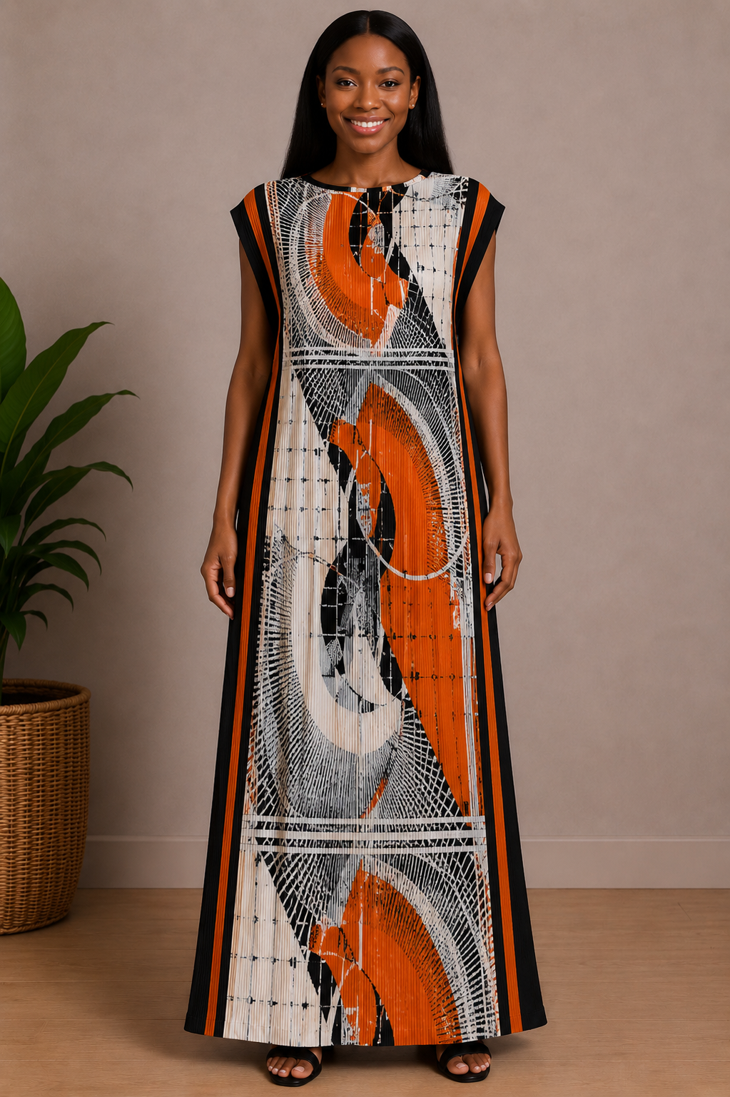 Miyaki Pleated Maxi Gown | Flowy Statement Dress | Agbeke Style