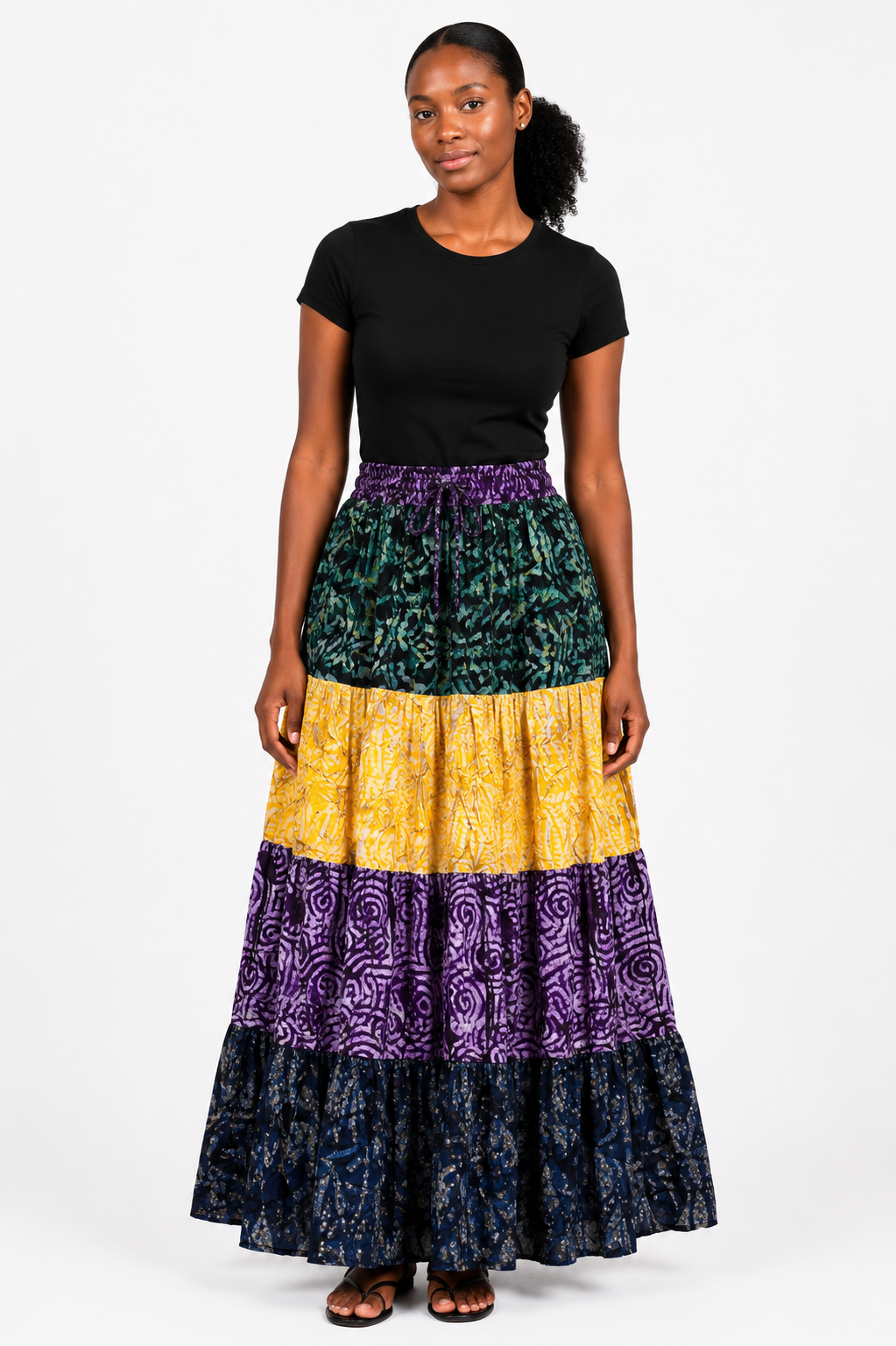 *Adire Maxi Tiered Skirt | African Print Skirt | Agbeke Style