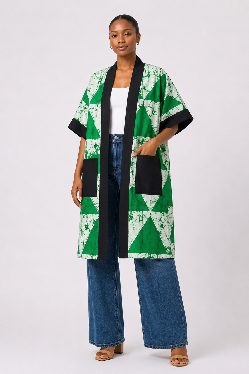 Ankara Kimono with Silk edges | African Print Duster | Agbeke Style