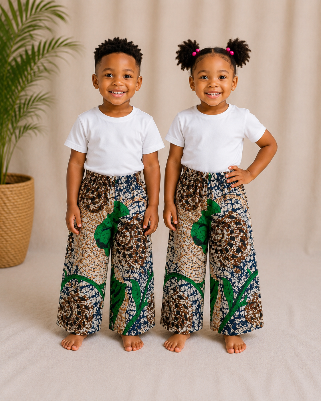 Kids Ankara Wide Leg Pants | African Print Trousers | Agbeke Style