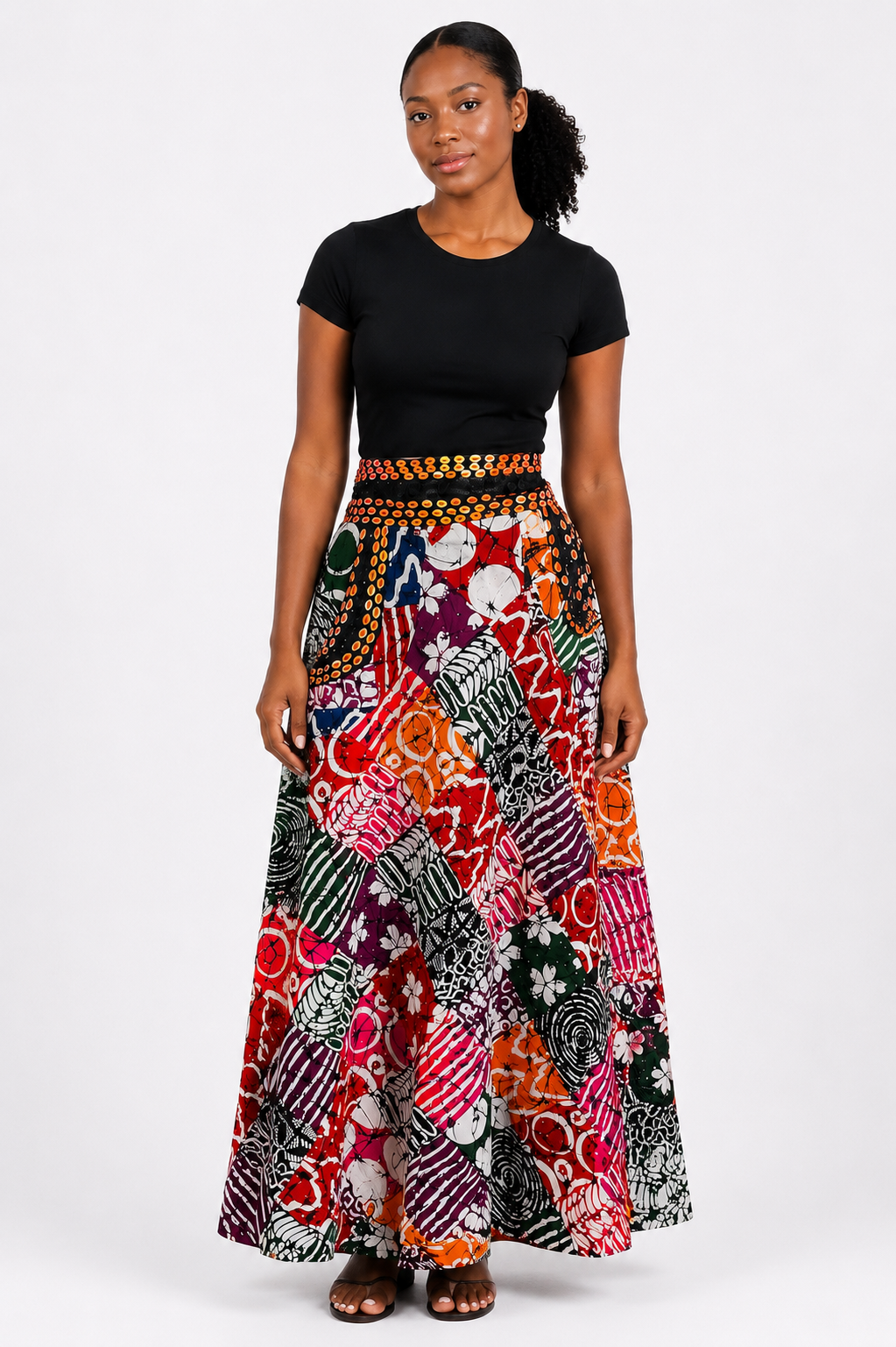 Ankara Maxi Skirt with Beaded Waist | African Print Skirt | Agbeke Style
