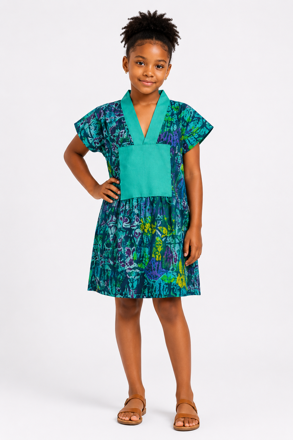 *Ankara Contrast Yoke Kids Mini Dress | African Print Kids' Dress | Agbeke Style