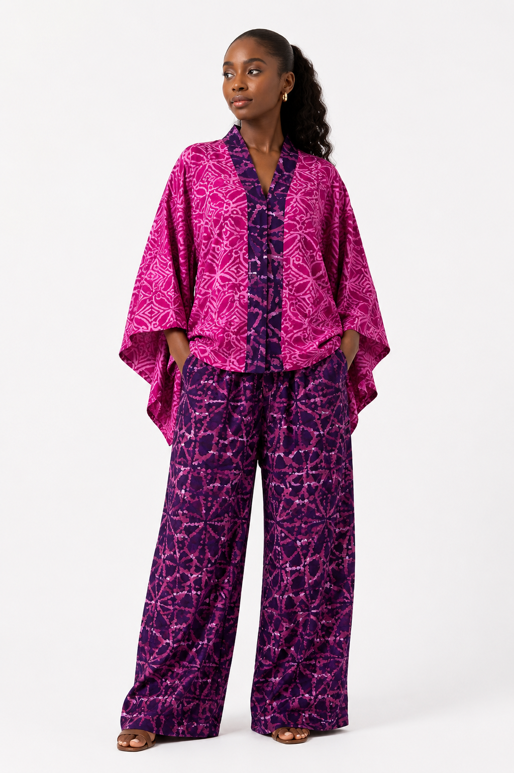 Adire 2-Piece Oversized Top & Palazzo Pants Set | African Print Co-ord | Agbeke Style