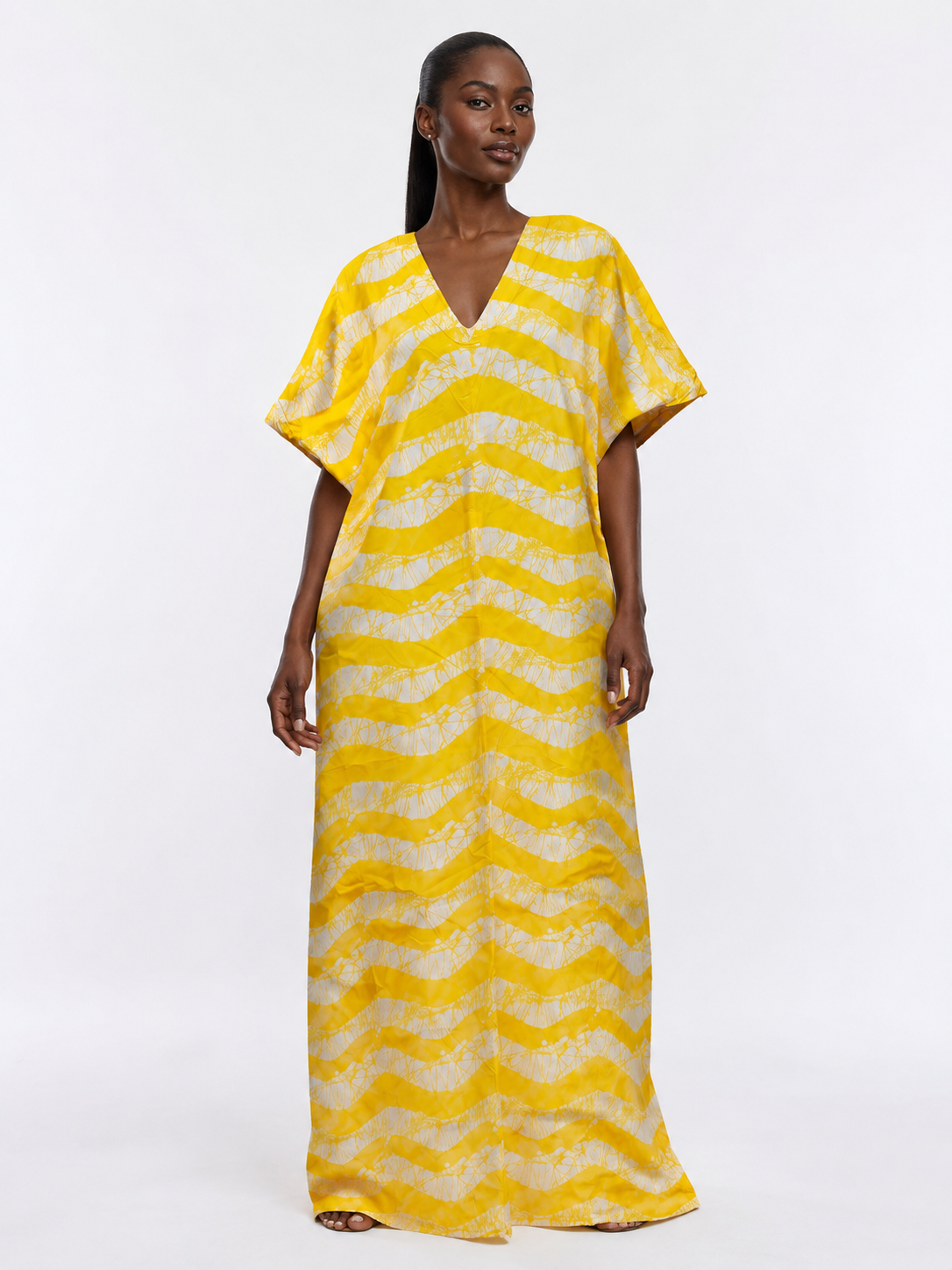 *Ankara V-Neck 1-Stripe Back Maxi Dress | African Print Bubu| Agbeke Style
