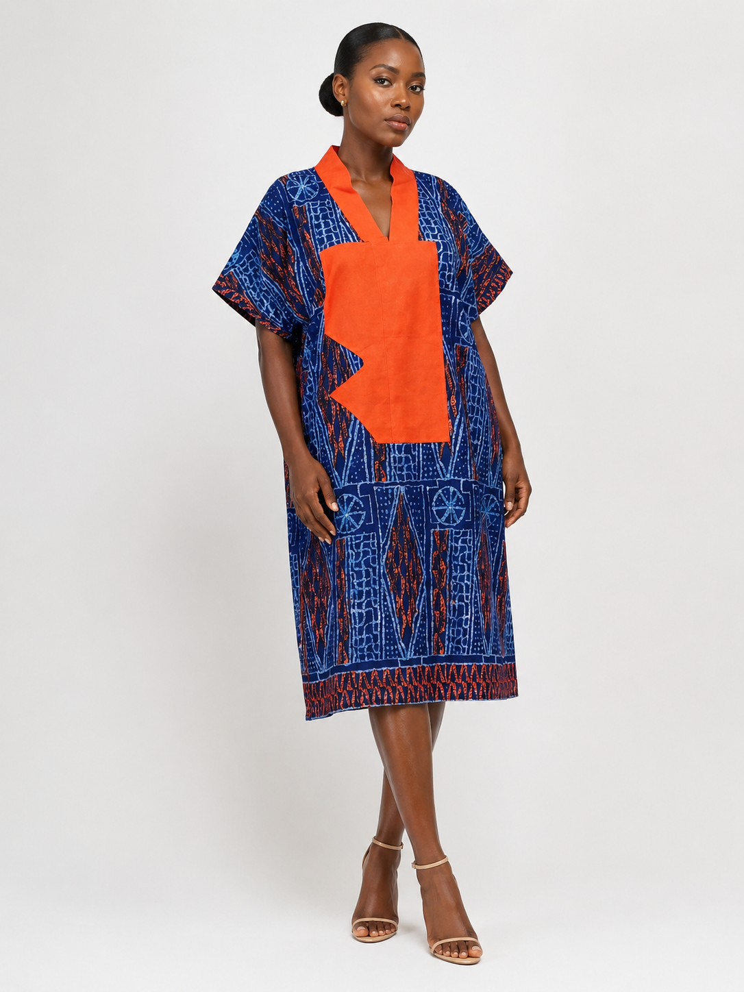 Ankara & Asooke Knee Length Bubu | African Print Dress | Agbeke Style