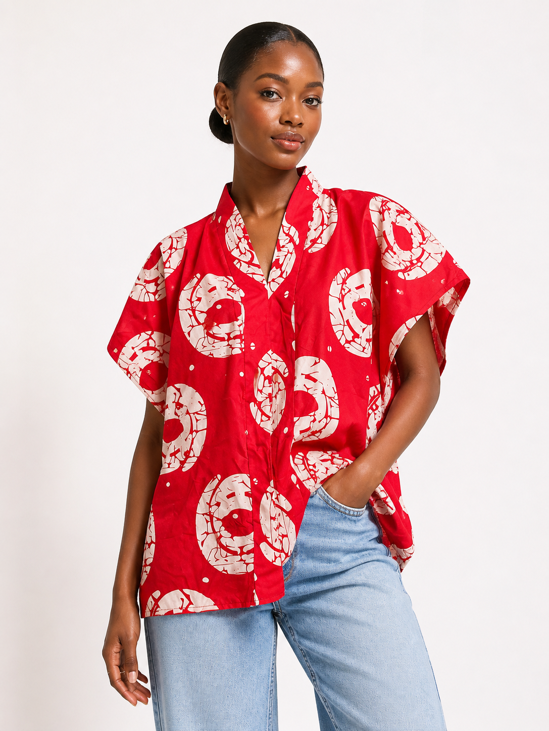Ankara Oversized V-Neck Top | African Print Top | Agbeke Style