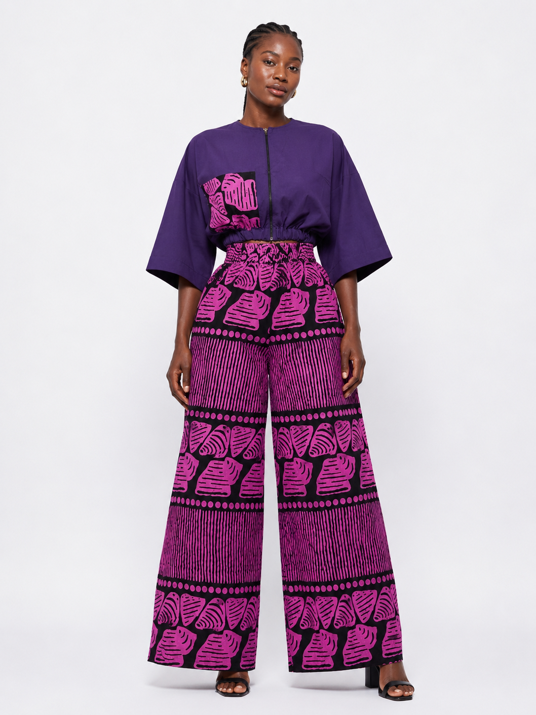 Ankara 2-Piece Zip Top & Wide Leg Palazzo Set | Agbeke Style