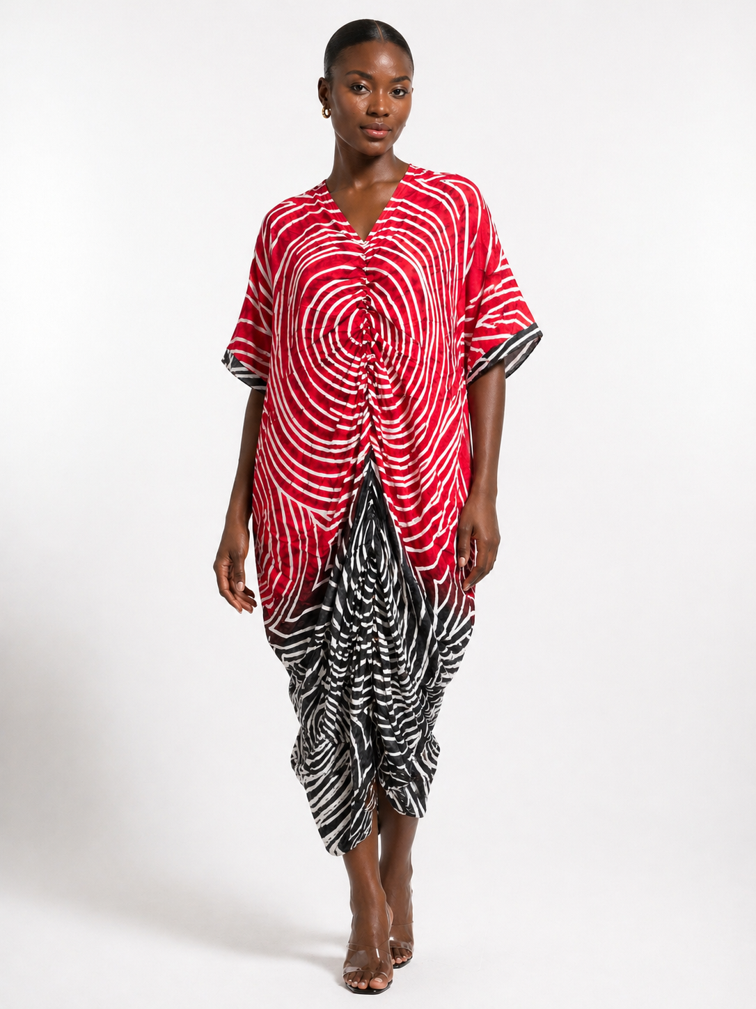 Ruched Midi Dress | African Print | Agbeke Style
