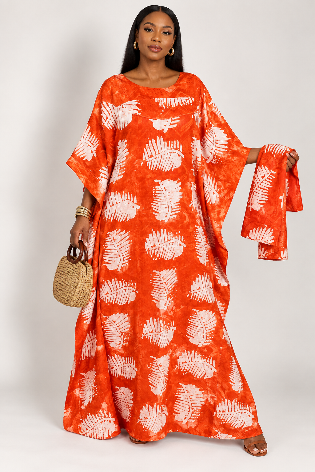 *Guinea Brocade Wide-Sleeve Kaftan Maxi Dress | Agbeke Style