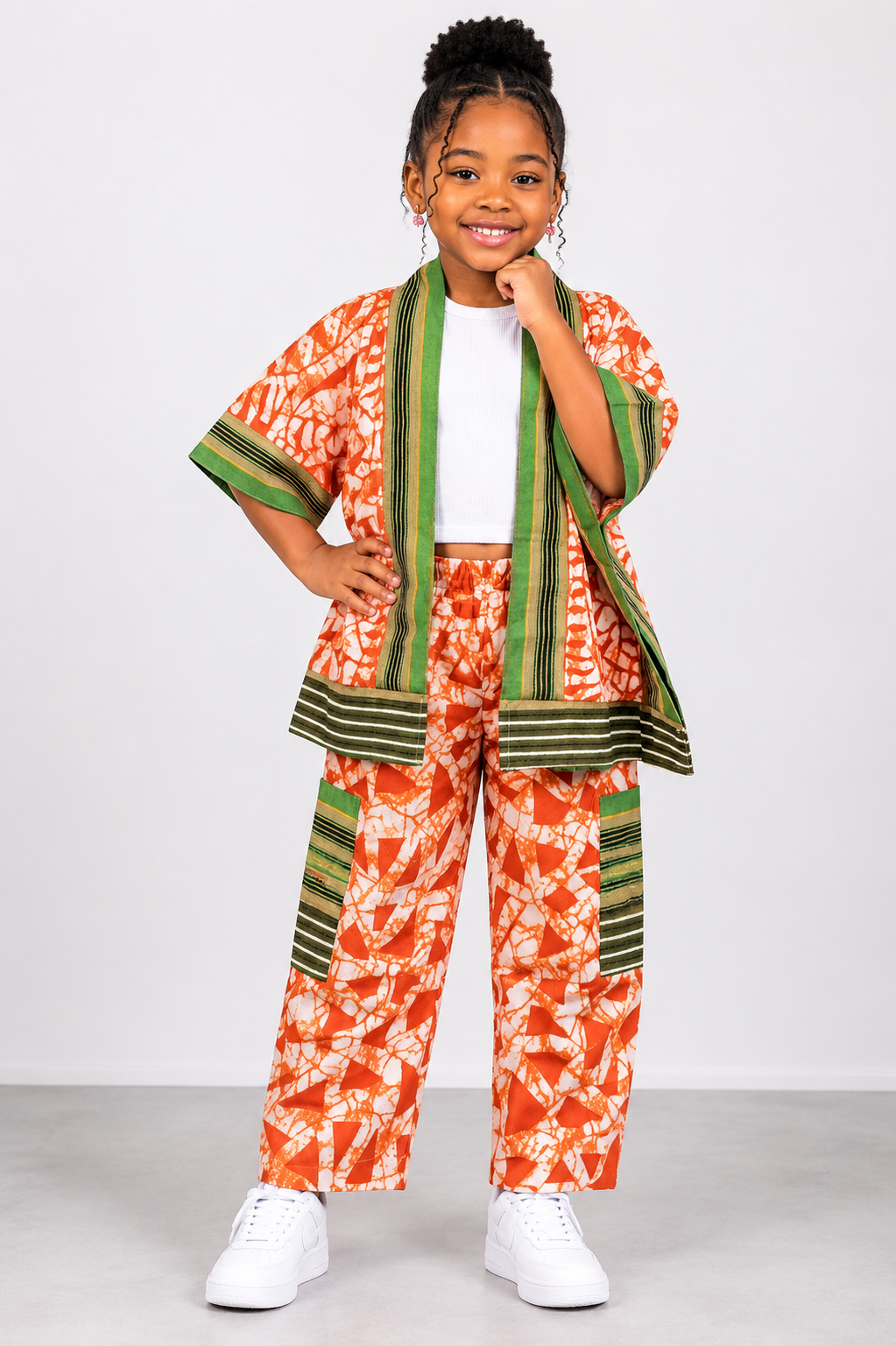Ankara Kimono & Wide-Leg Pants Set | African Print Kids' Set | Agbeke Style
