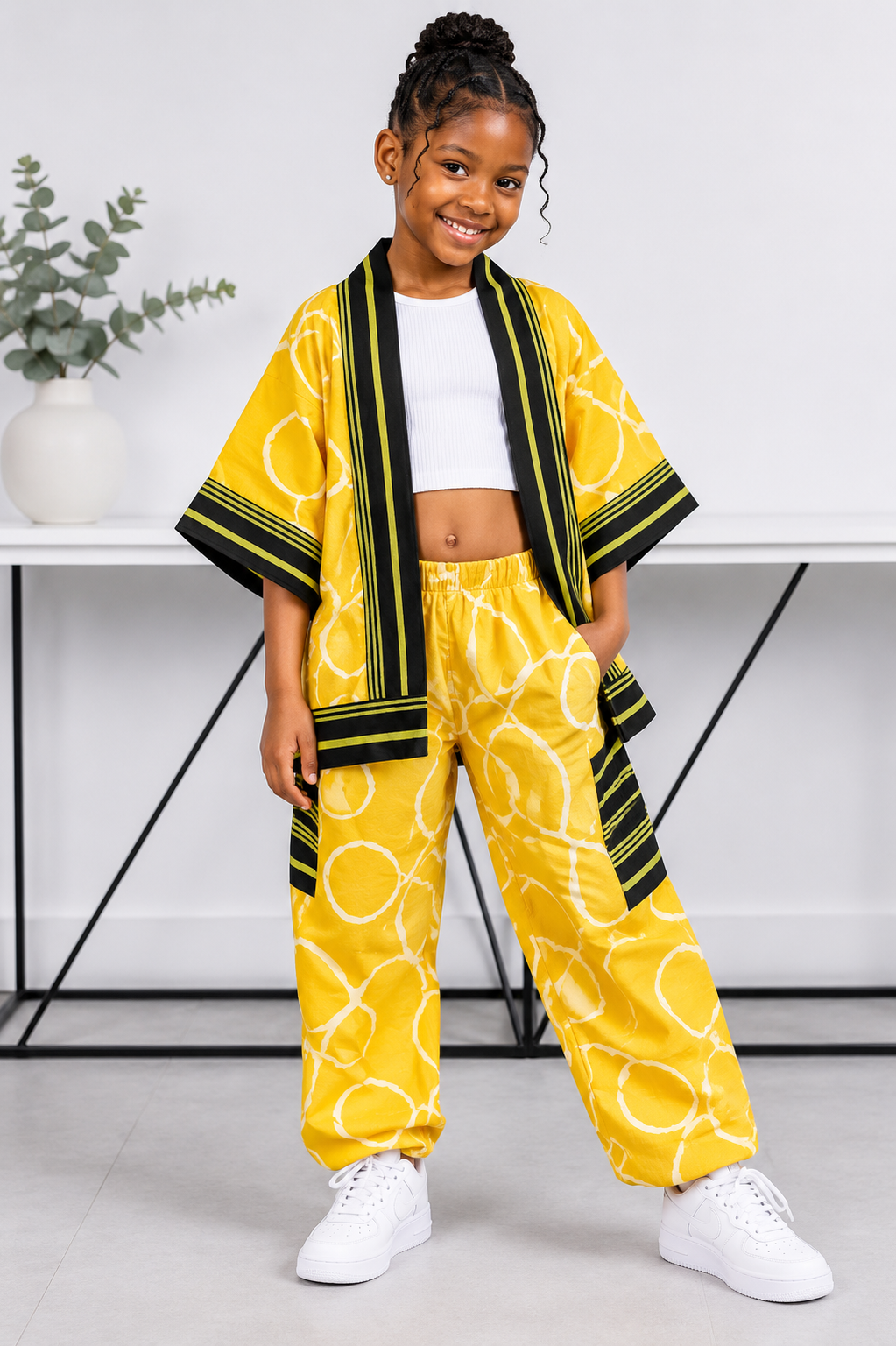 Ankara Kimono & Wide-Leg Pants Set | African Print Kids' Set | Agbeke Style