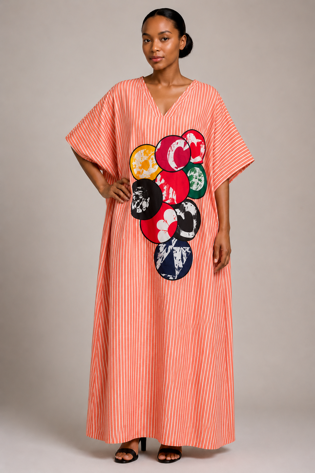 Striped Kaftan Maxi Dress | Relaxed Fit Statement Gown | Agbeke Style