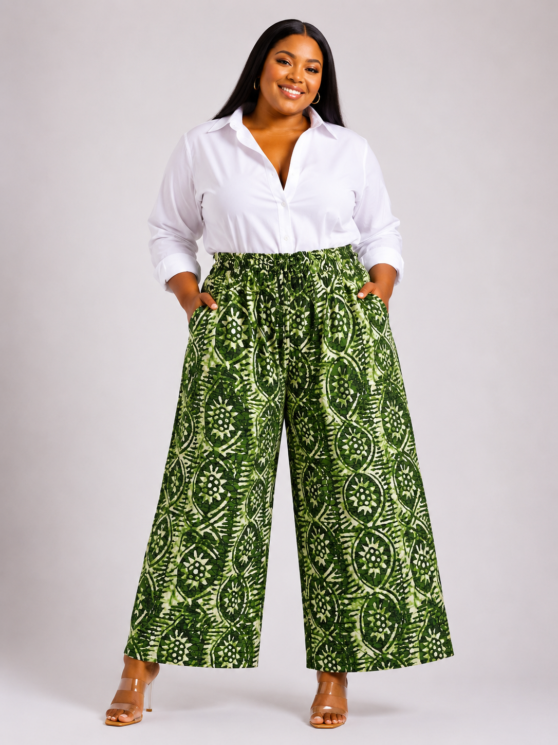 *Ankara Print Wide-Leg Pants For Plus Size | African Print Trousers | Agbeke Style