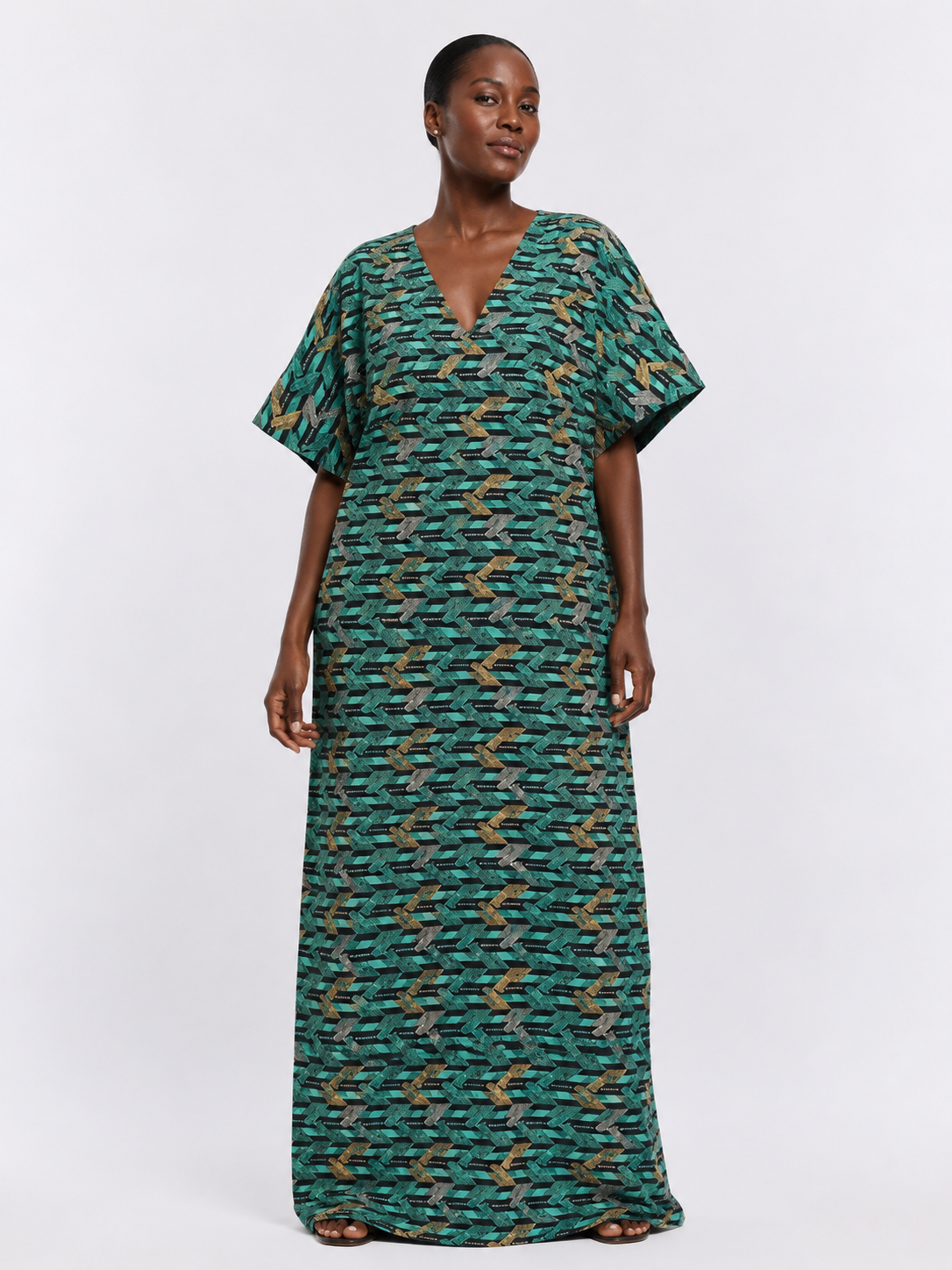 *Ankara V-Neck 1-Stripe Back Maxi Dress  | African Print Bubu| Agbeke Style