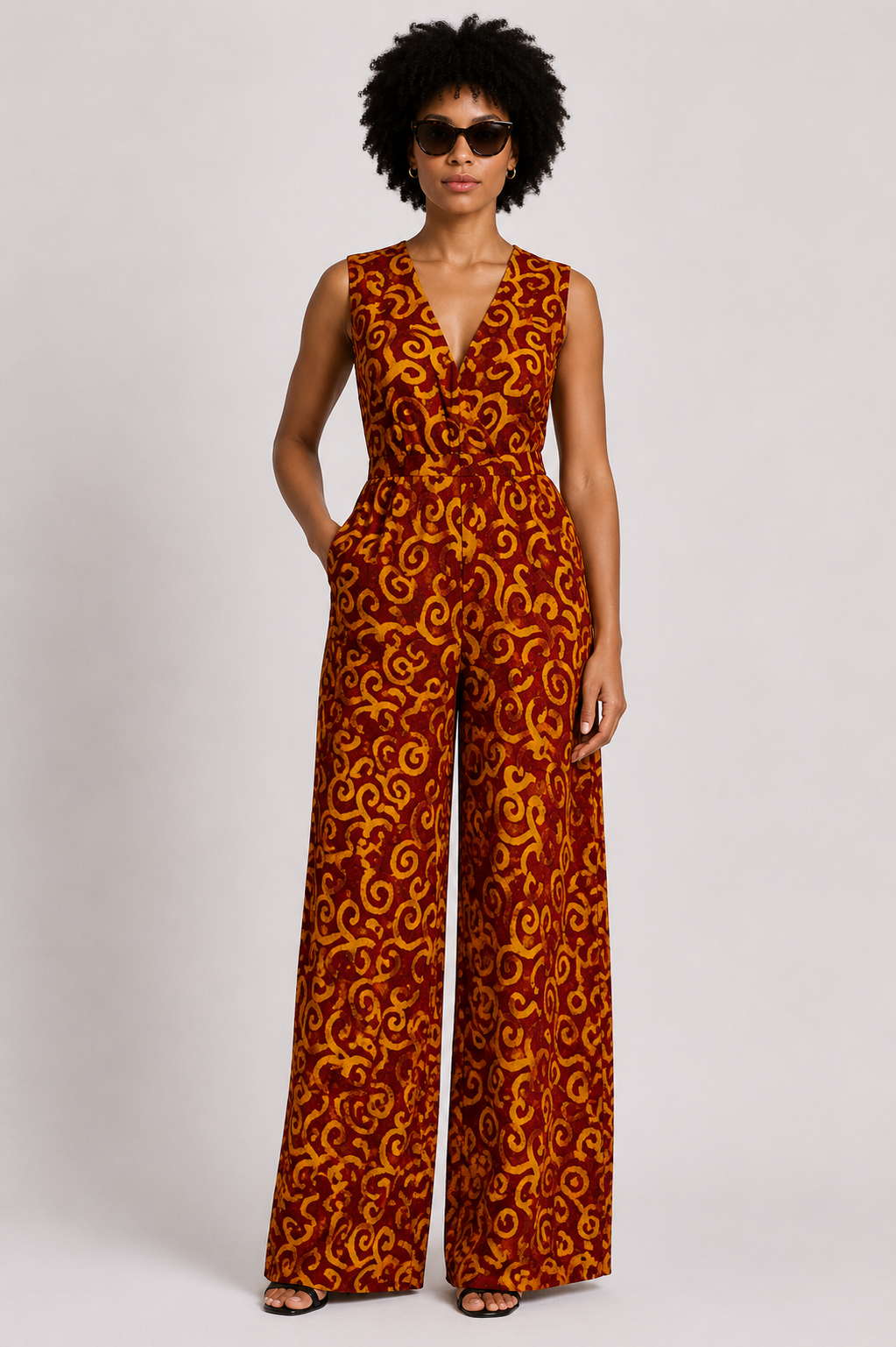 Adire Sleeveless Jumpsuit | African Print Jumpsuit | Agbeke Style
