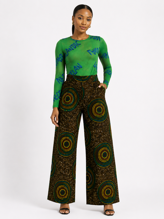 *Printed Mesh Long Sleeve Top | Women's Statement Top | Agbeke Style