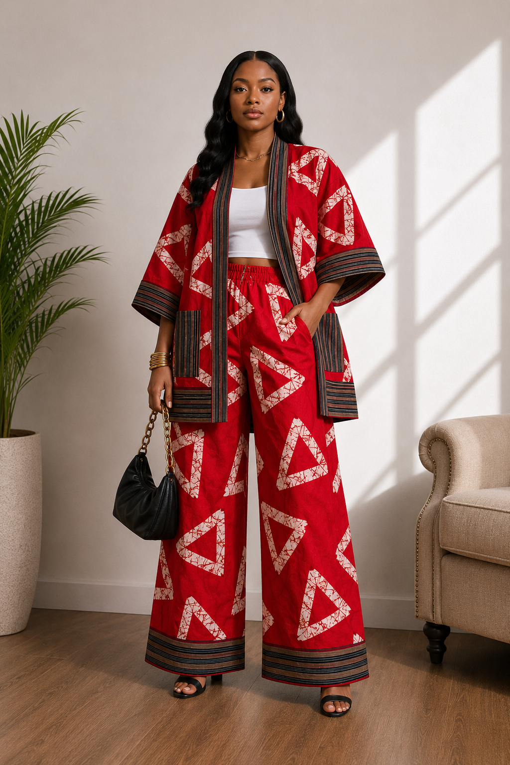 Ankara & Asooke 2-Piece Kimono & Palazzo Pants Set | African Print | Agbeke Style