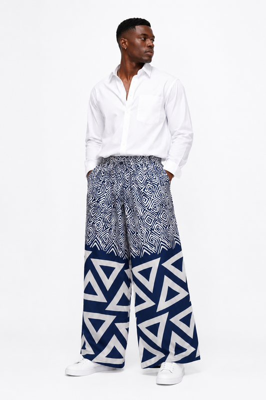 African Print Palazzo Pants for Men | Wide-Leg Trousers | Agbeke Style