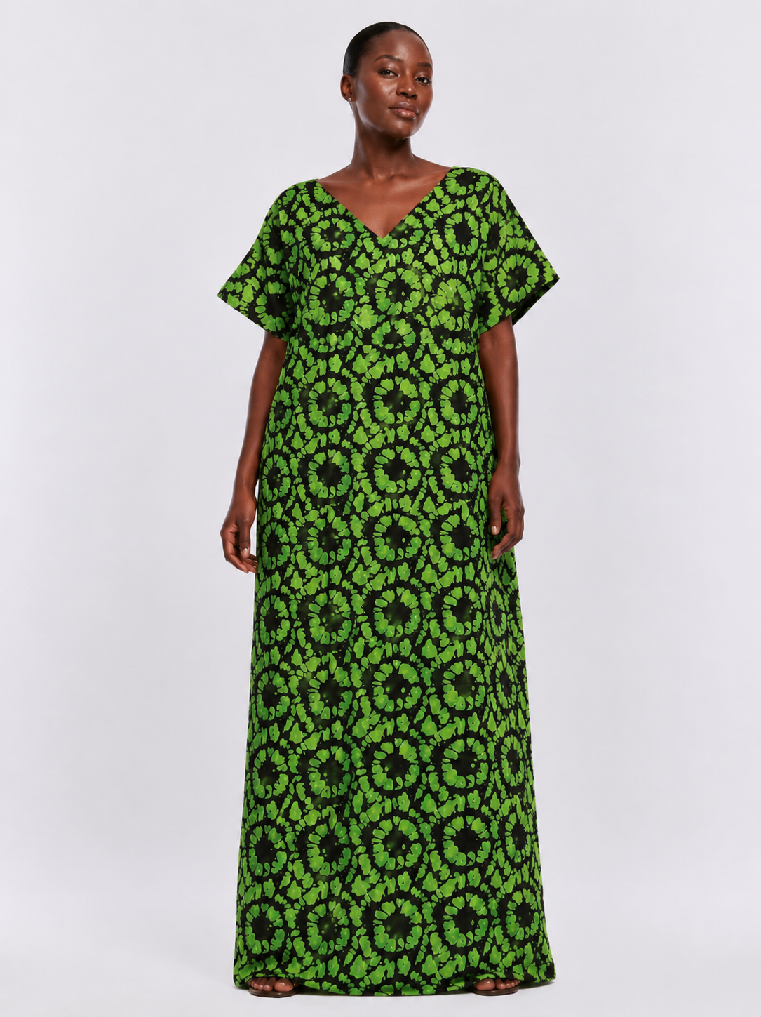 *Ankara V-Neck 1-Stripe Back Maxi Dress  | African Print Bubu| Agbeke Style