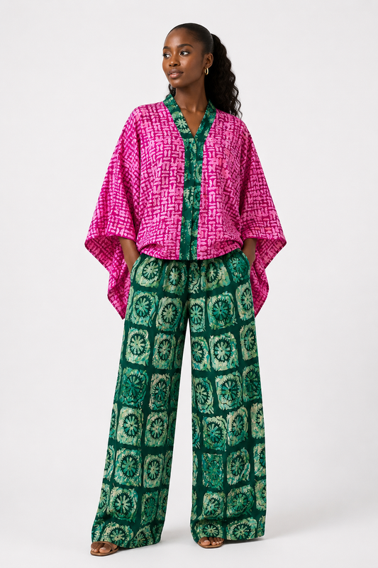 Adire 2-Piece Oversized Top & Palazzo Pants Set | African Print Co-ord | Agbeke Style
