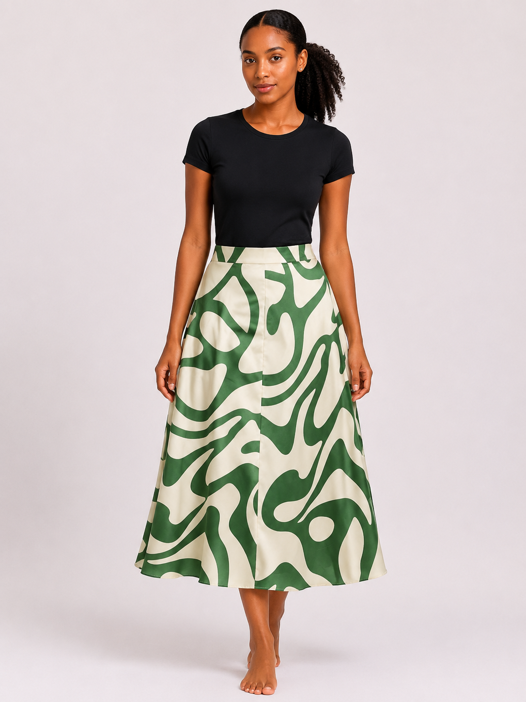 Satin Midi Skirt | Flowy A-Line Statement Skirt  | Agbeke Style