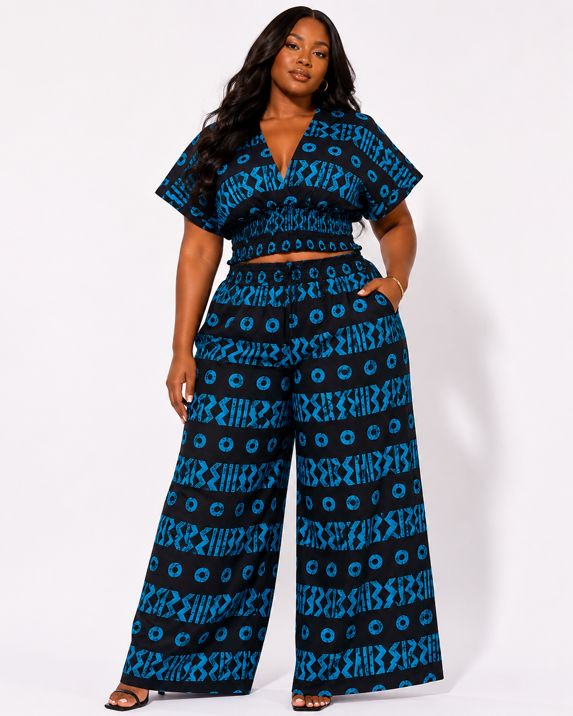Ankara Smocked Crop Top & Palazzo Pants Set | African Print Co-ord | Agbeke Style