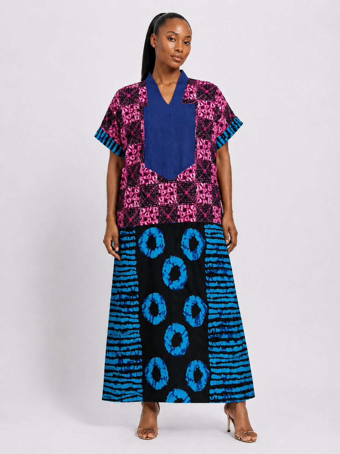 Ankara & Asooke Bubu Dress  | African Print Kaftan | Agbeke Style