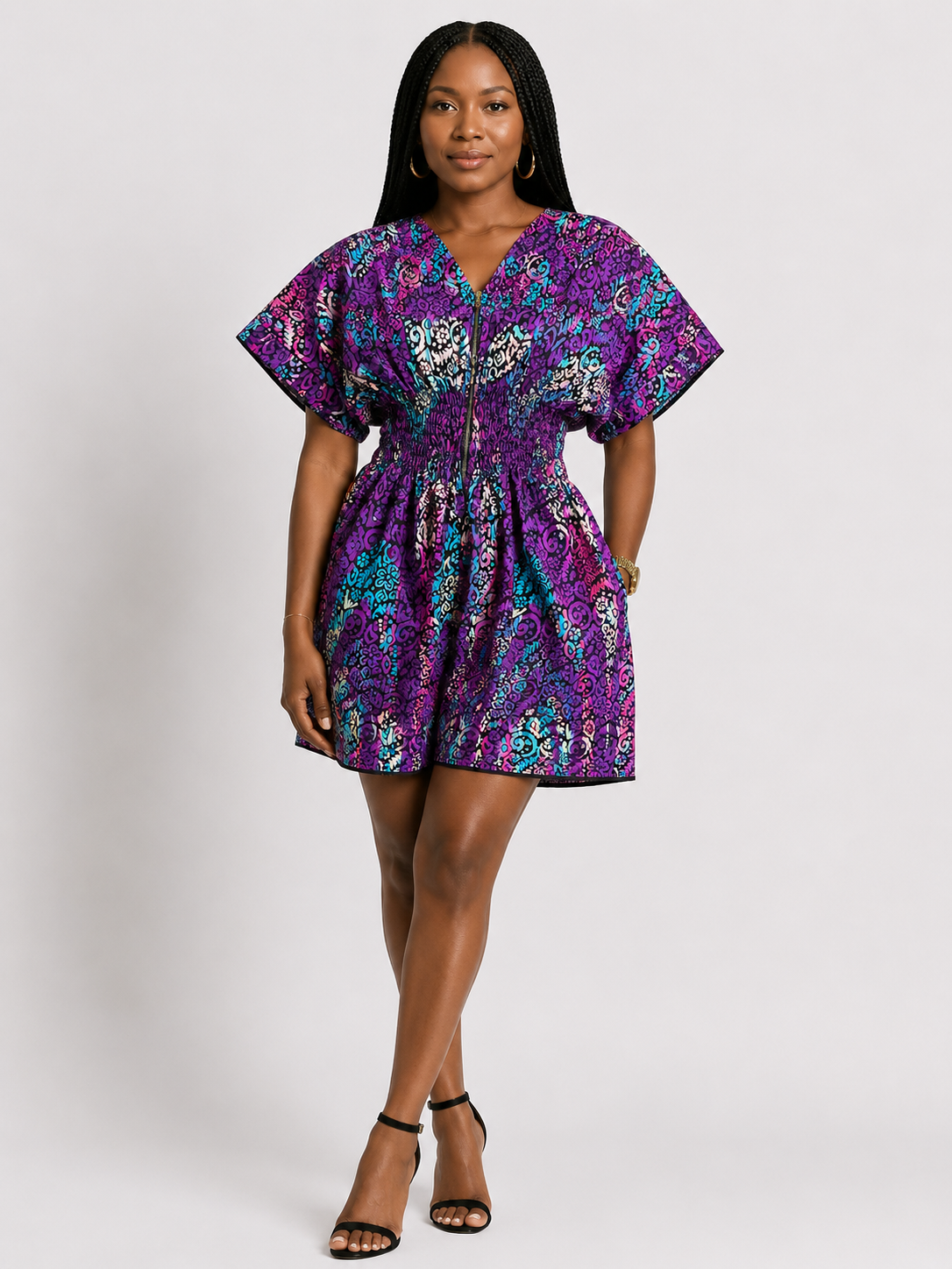 Ankara Smocked Waist Playsuit | African Print Romper | Agbeke Style