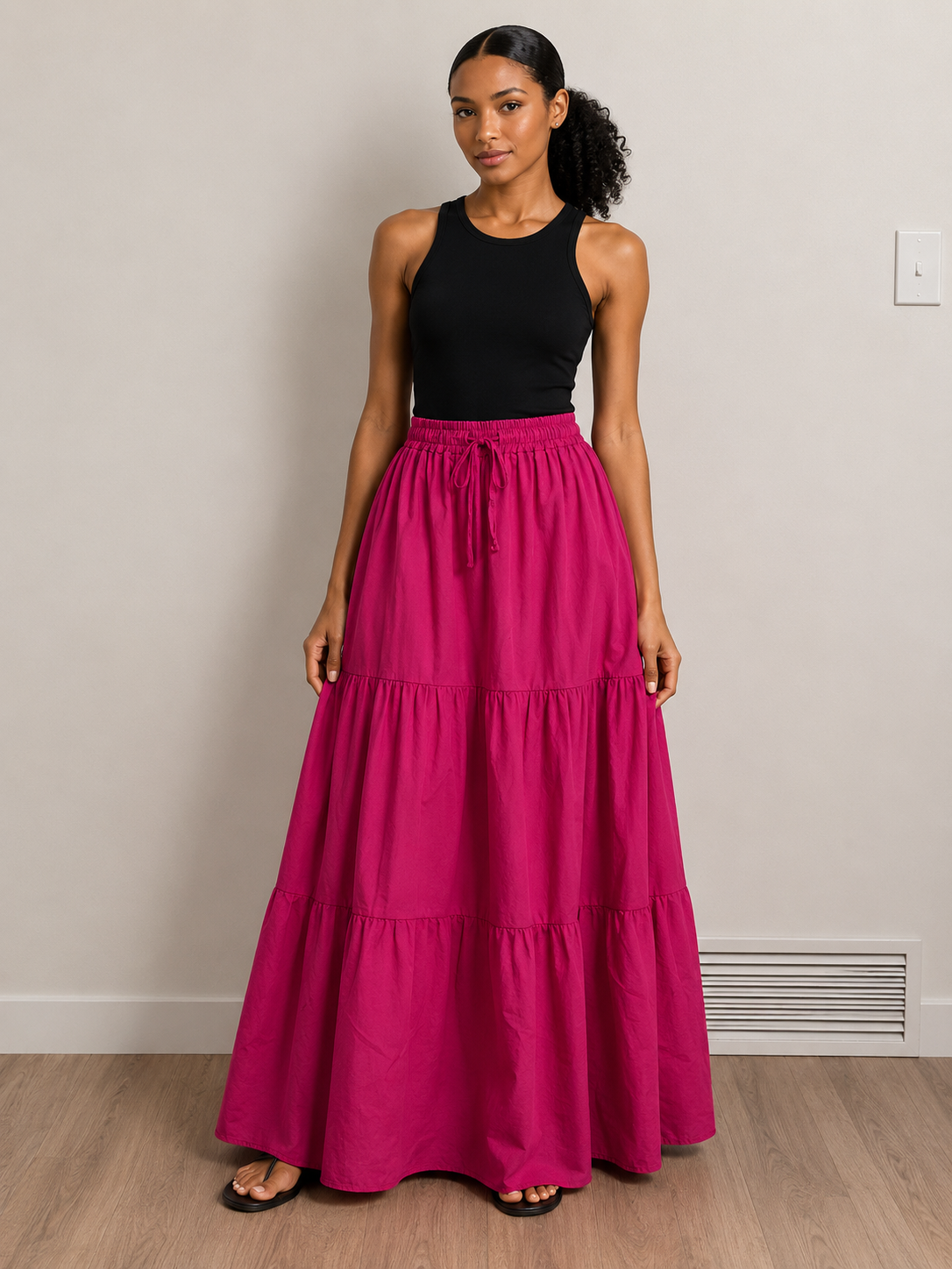 *Tiered Maxi Skirt with Drawstring Waist | Women's Everyday Skirt | Agbeke Style