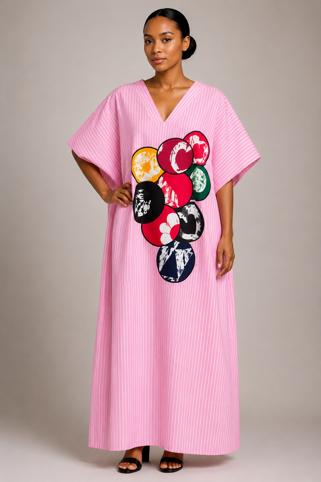 Striped Kaftan Maxi Dress | Relaxed Fit Statement Gown | Agbeke Style