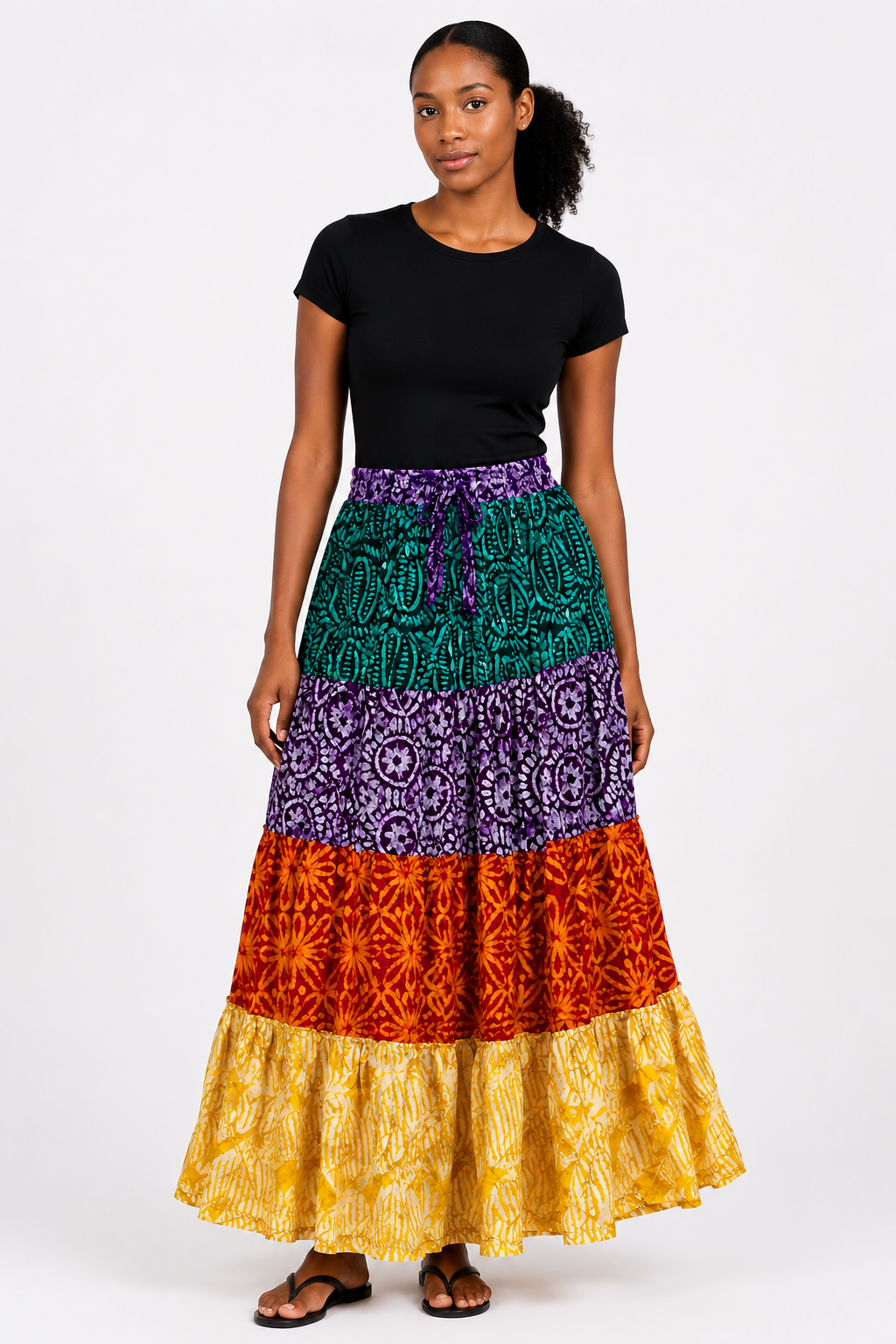 *Adire Maxi Tiered Skirt | African Print Skirt | Agbeke Style