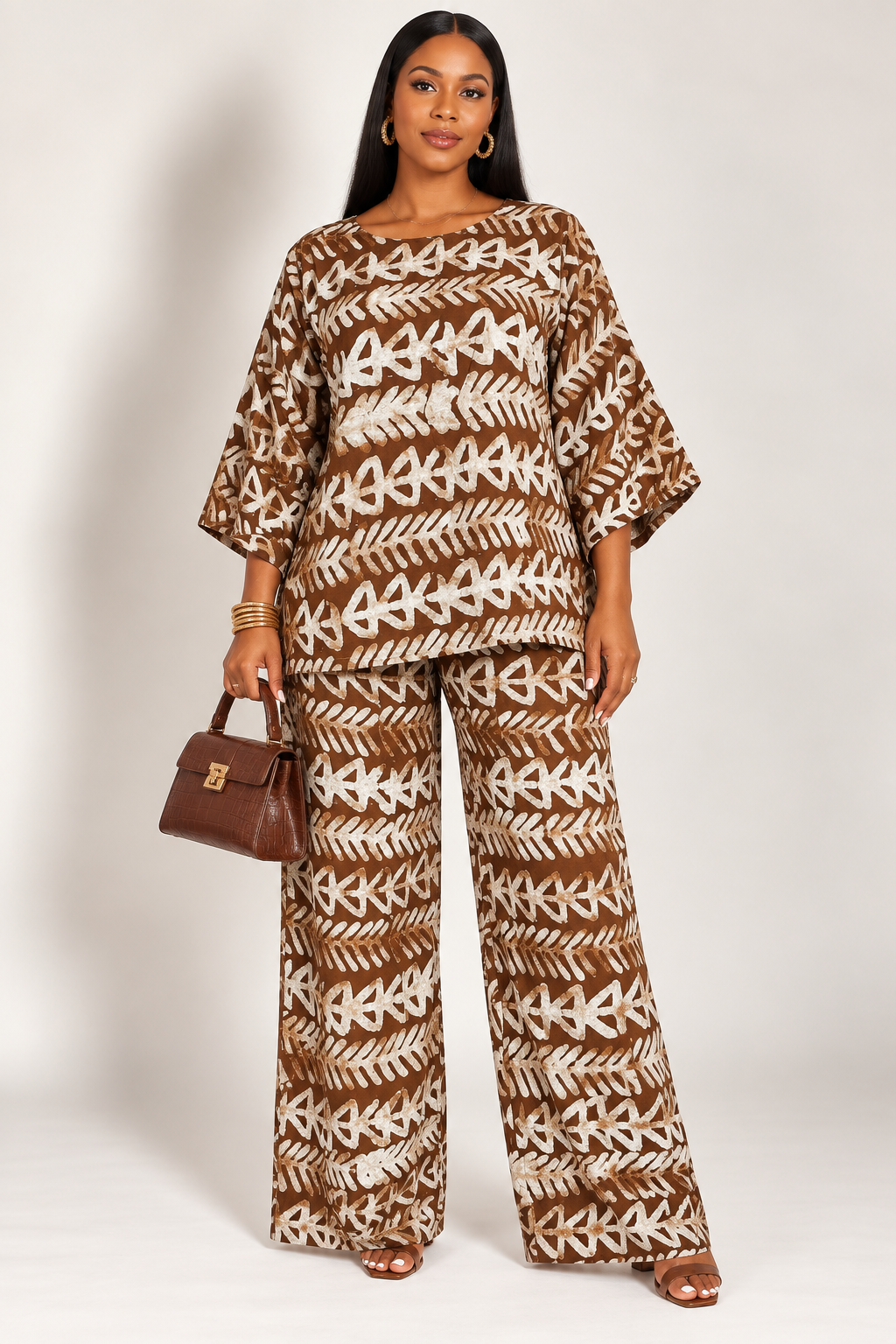 *Wide-Sleeve Tunic & Trouser Adire Set | Agbeke Style