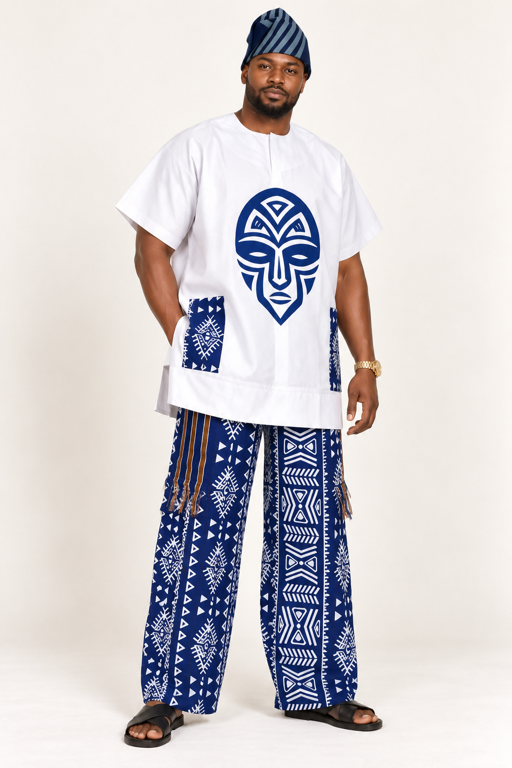 **Ankara Print Graphic Top & Wide-Leg Pants Set | 2-Piece | Agbeke Style