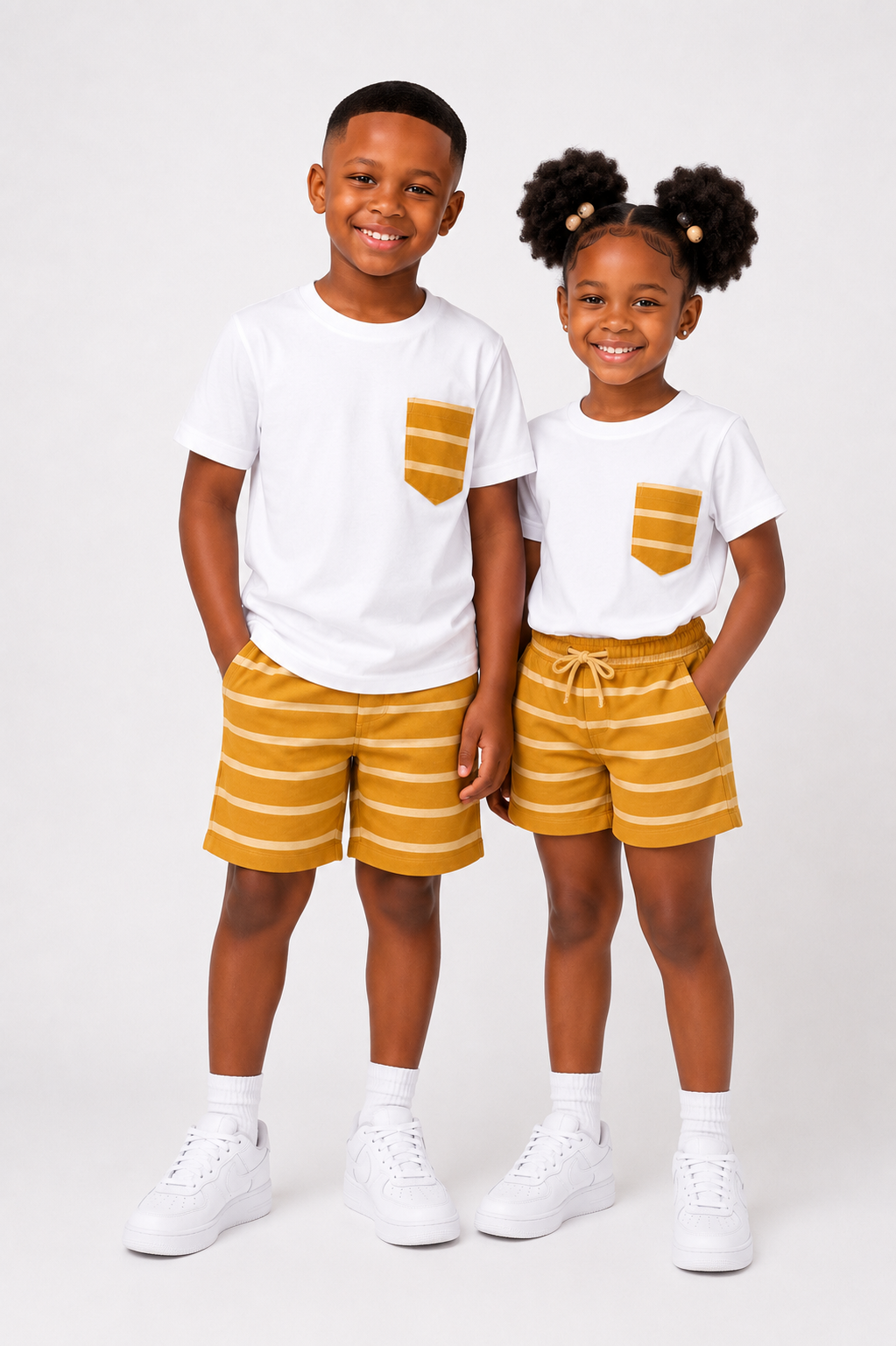 *Unisex Asooke Shorts & Tee Set | African Print Kids' 2-Piece Set | Agbeke Style