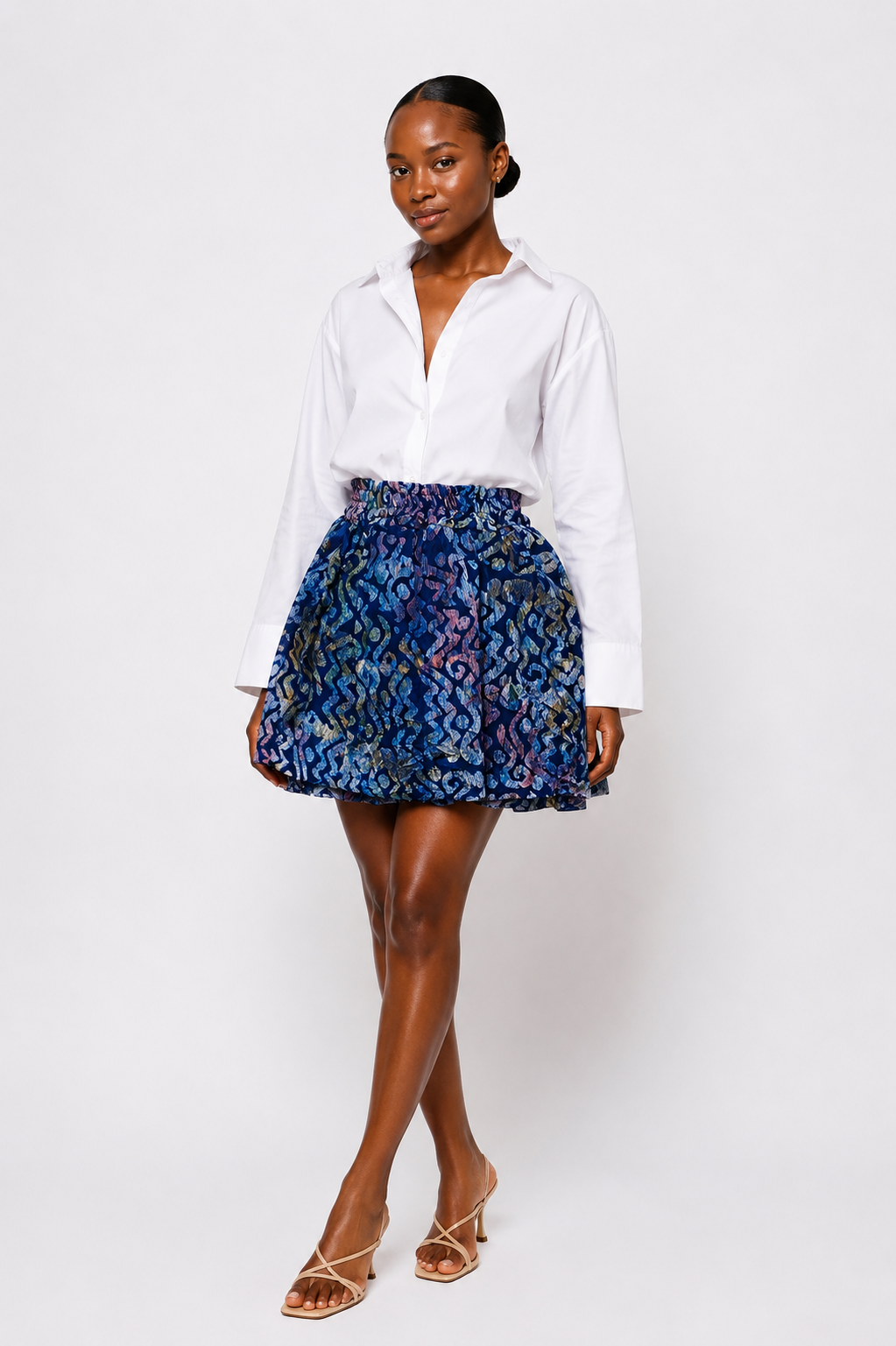 Adire Bubble Mini Skirt | African Print Skirt | Agbeke Style