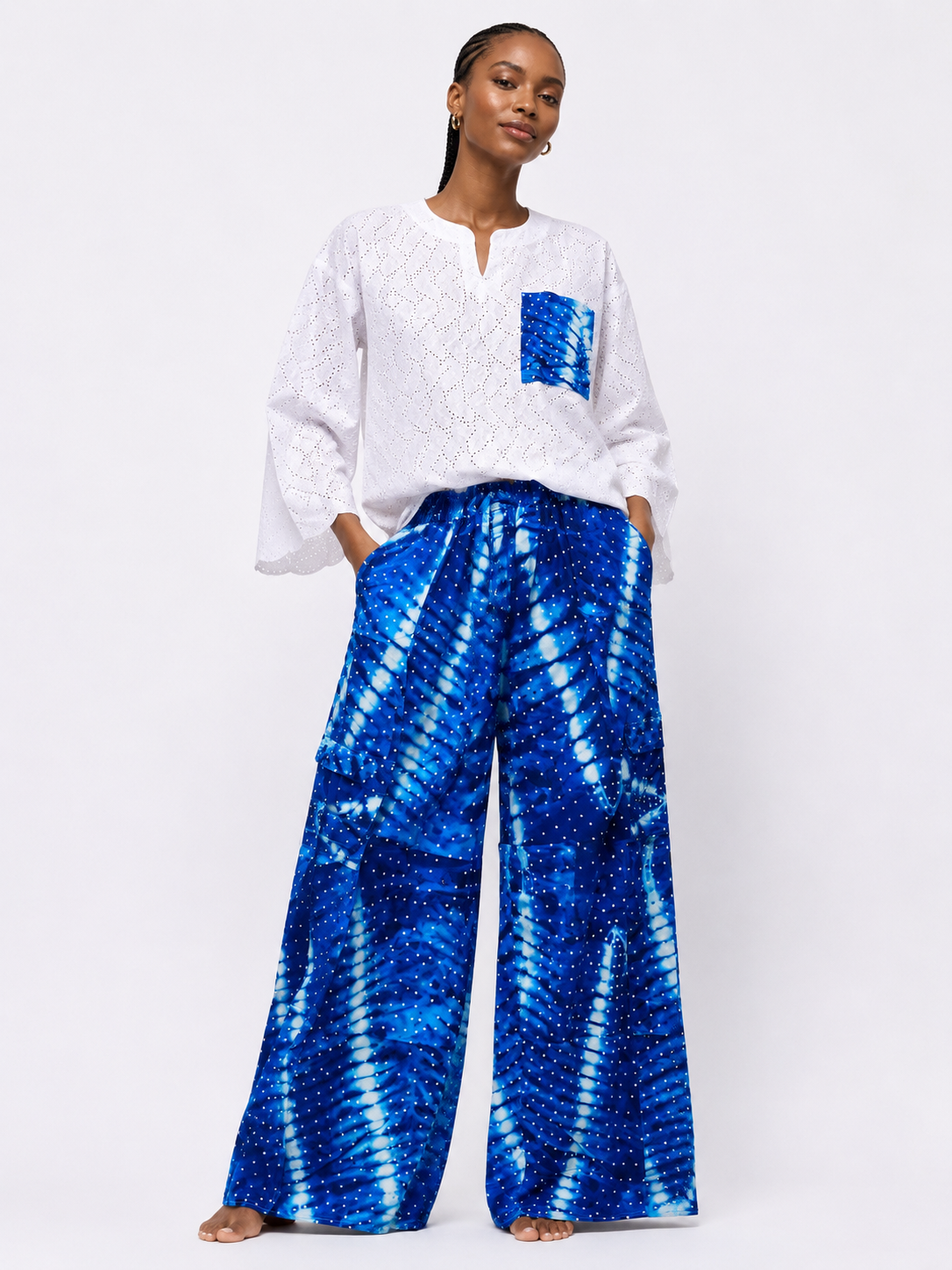 Lace & Ankara 2-Piece Top & Palazzo Pants Set | African Print Co-ord | Agbeke Style