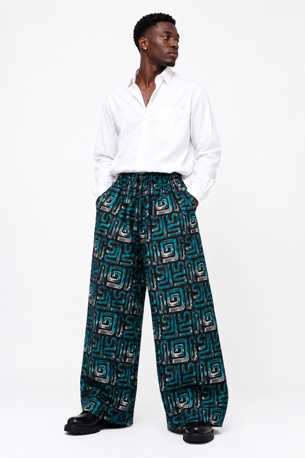 African Print Palazzo Pants for Men | Wide-Leg Trousers | Agbeke Style