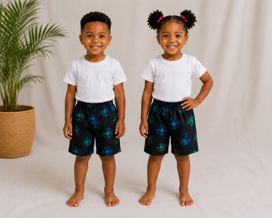 Kids Adire Batik Shorts | African Print Shorts | Agbeke Style