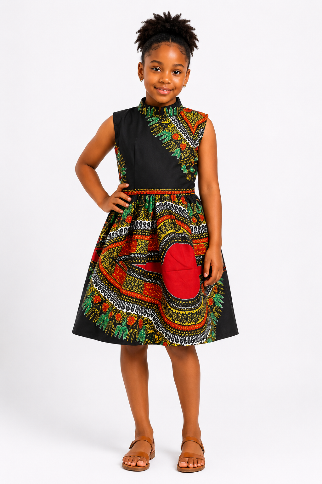 Ankara Fit & Flare Midi Dress | African Print Kids' Dress | Agbeke Style
