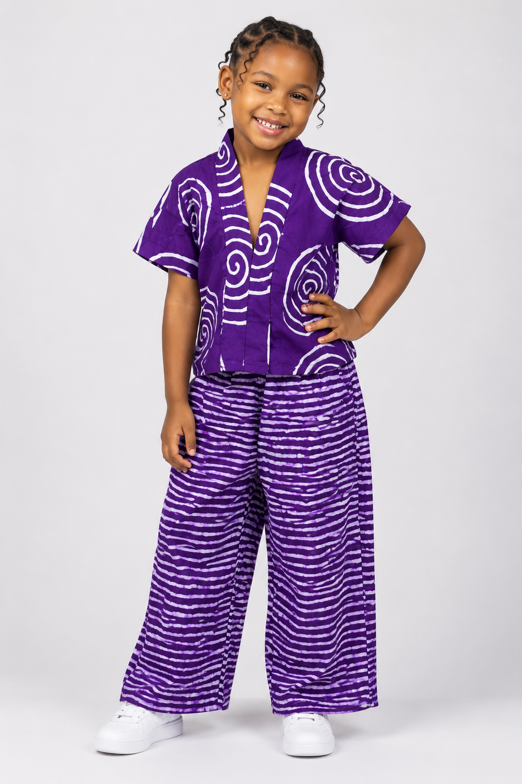 Ankara Contrast Print Top & Wide-Leg Pants Set | African Print Kids' 2-Piece | Agbeke Style