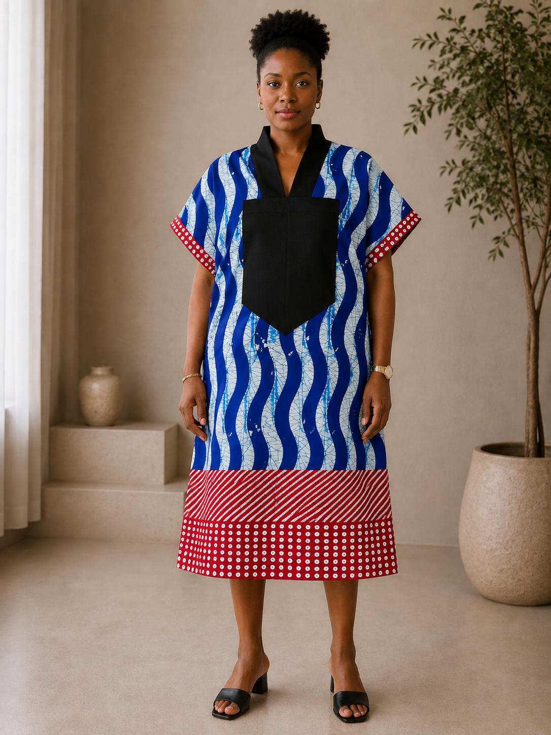 *Ankara & Asooke Knee Length Bubu  | African Print Dress | Agbeke Style