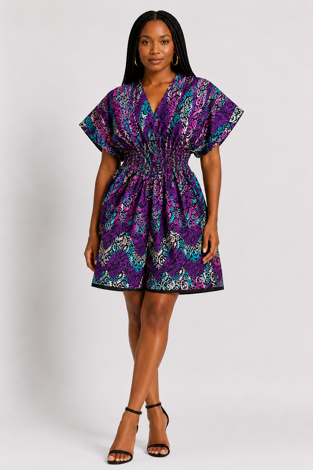 Ankara Smocked Waist Playsuit | African Print Romper | Agbeke Style