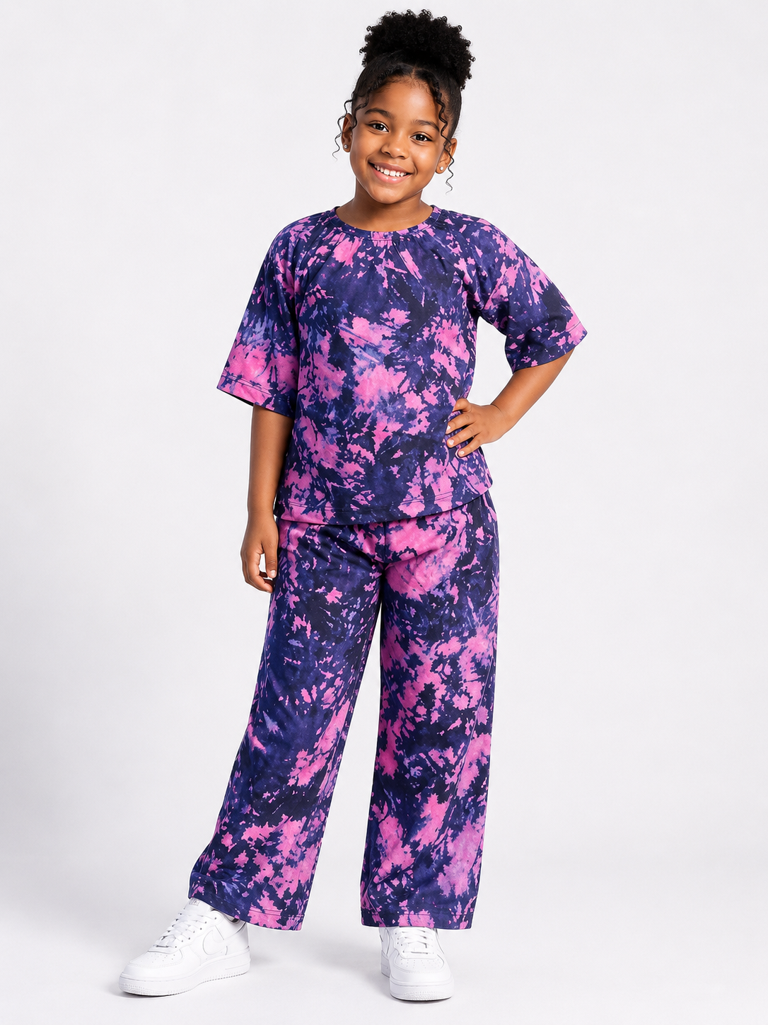 Ankara Kids Cool Mist Wide-Leg Pants Set | African Print Kids' 2-Piece | Agbeke Style