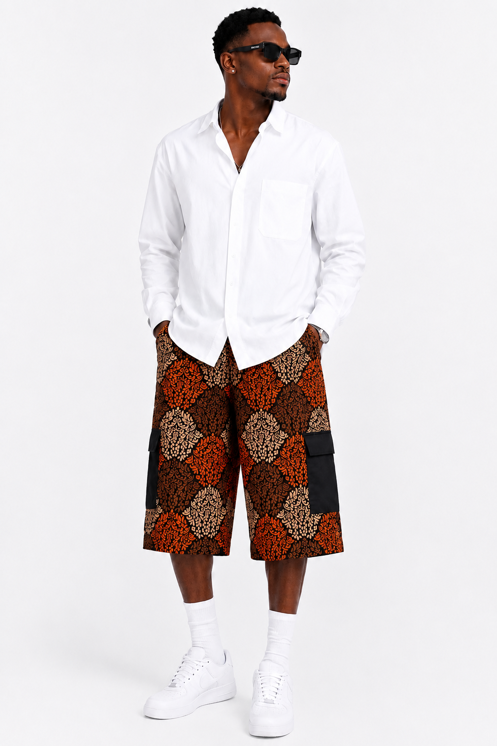 Men's Ankara Cargo Jorts | African Print Shorts | Agbeke Style
