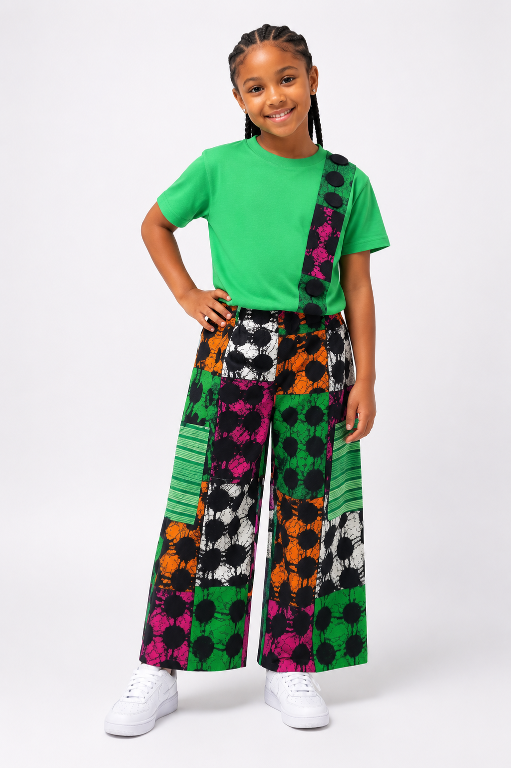 Ankara print Wide-Leg Pants & Tee Set | African Print Kids' Set | Agbeke Style