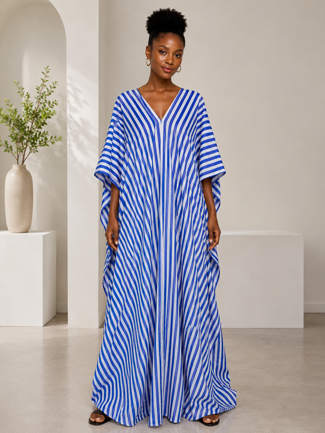 *Stripe Kaftan Maxi Dress | Women's Oversized Kaftan | Agbeke Style