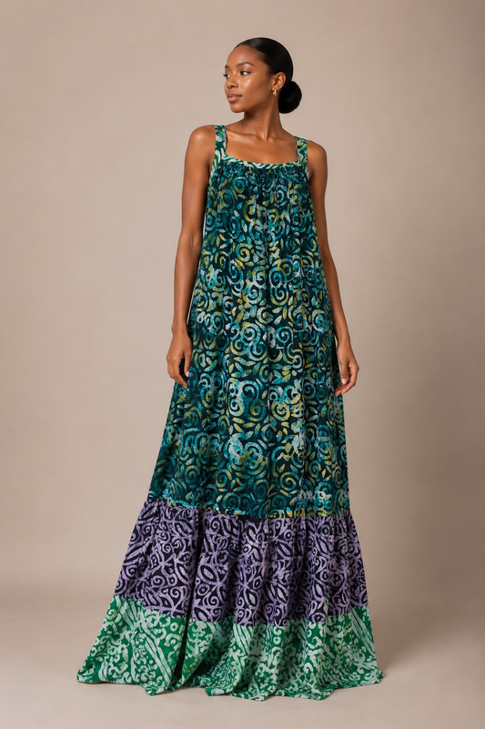 *Adire Sweetheart Maxi Dress | African Print Dress | Agbeke Style
